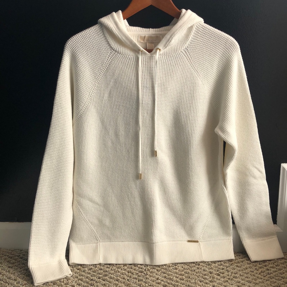 Michael Kors NEW waffle weave, hooded sweater, Large